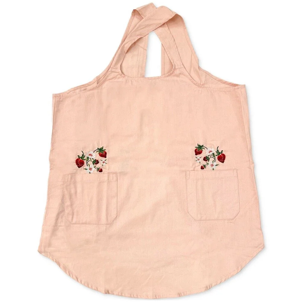 Macy's Flower Show Cross Back Strawberries Cotton Apron Unisex 59cm x 94cm Pink